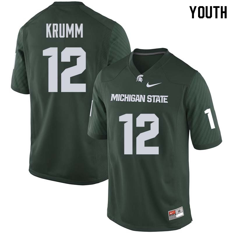 Youth #12 Nick Krumm Michigan State College Football Jerseys Sale-Green